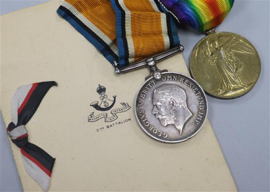 A 1913/18 pair of medals and military Christmas card